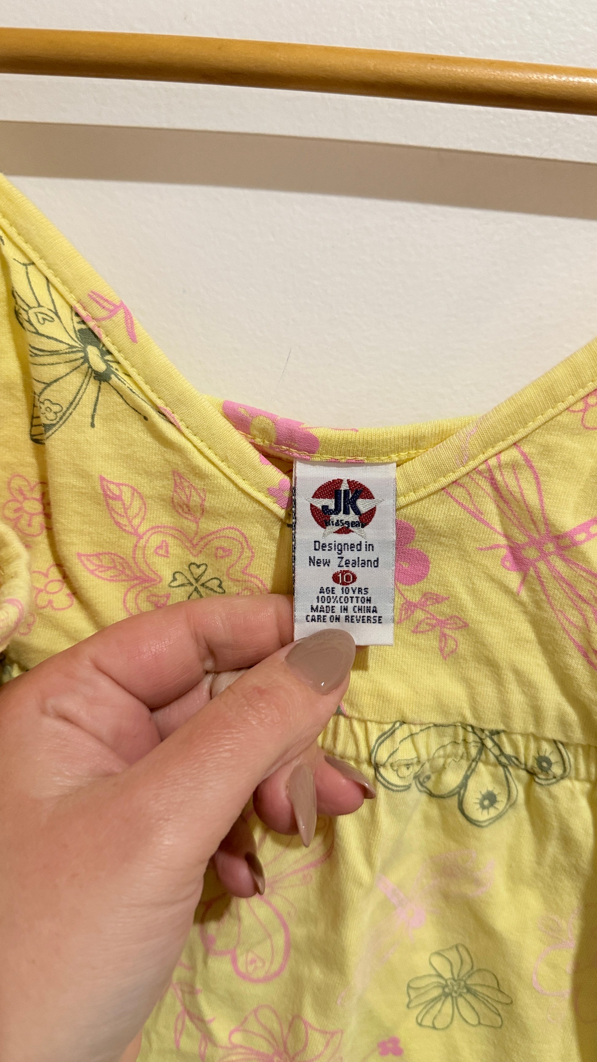 JK Kidsgear Yellow Butterfly Print Cami Top - Size 10 Years