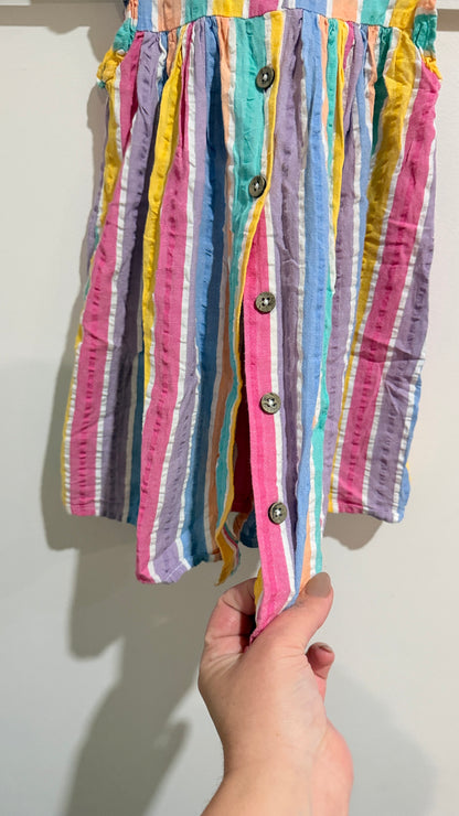 Next Rainbow Stripe Button Front Dress 18-24m