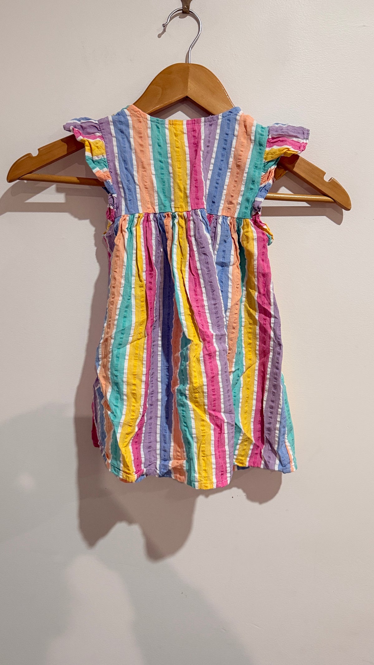 Next Rainbow Stripe Button Front Dress 18-24m