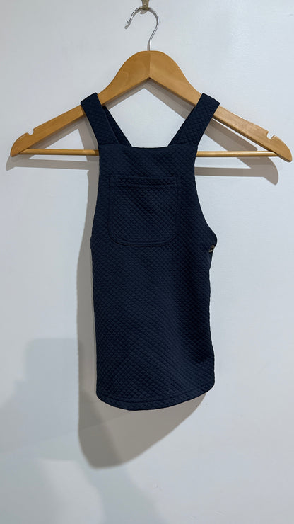 H&t Navy Quilted Pinafore Dress - Size 2