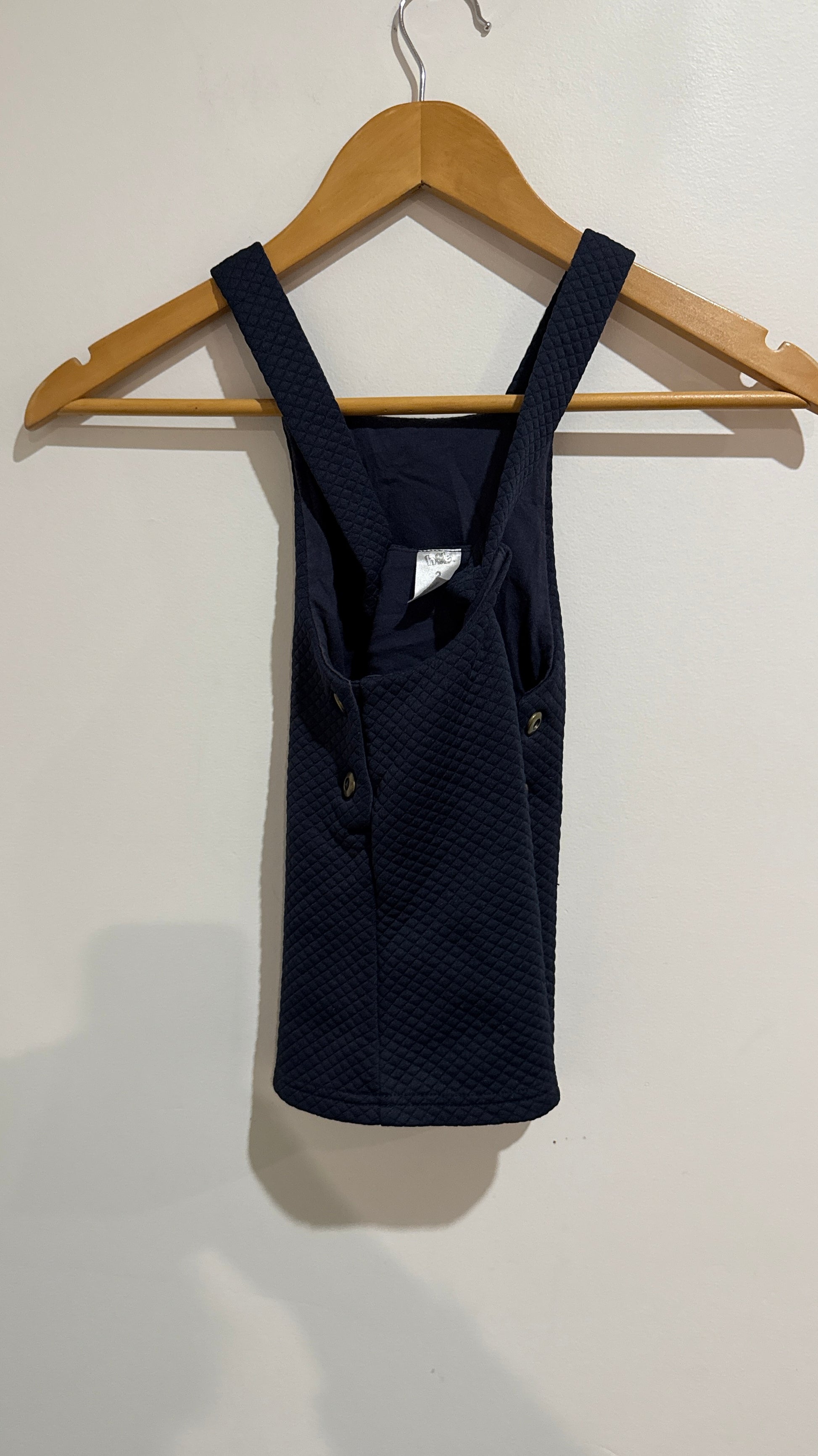 H&t Navy Quilted Pinafore Dress - Size 2