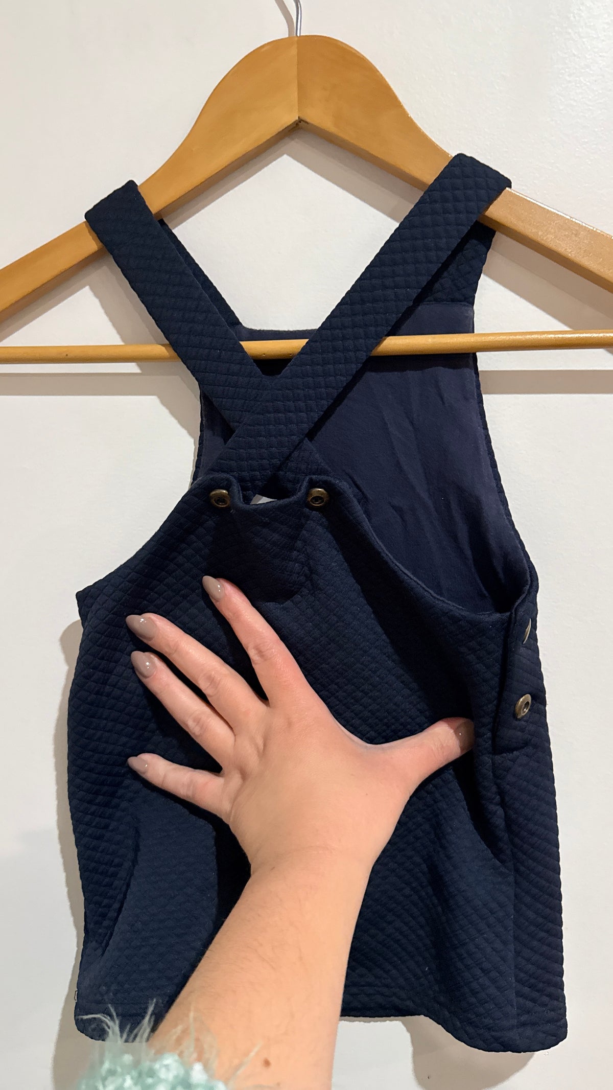 H&t Navy Quilted Pinafore Dress - Size 2
