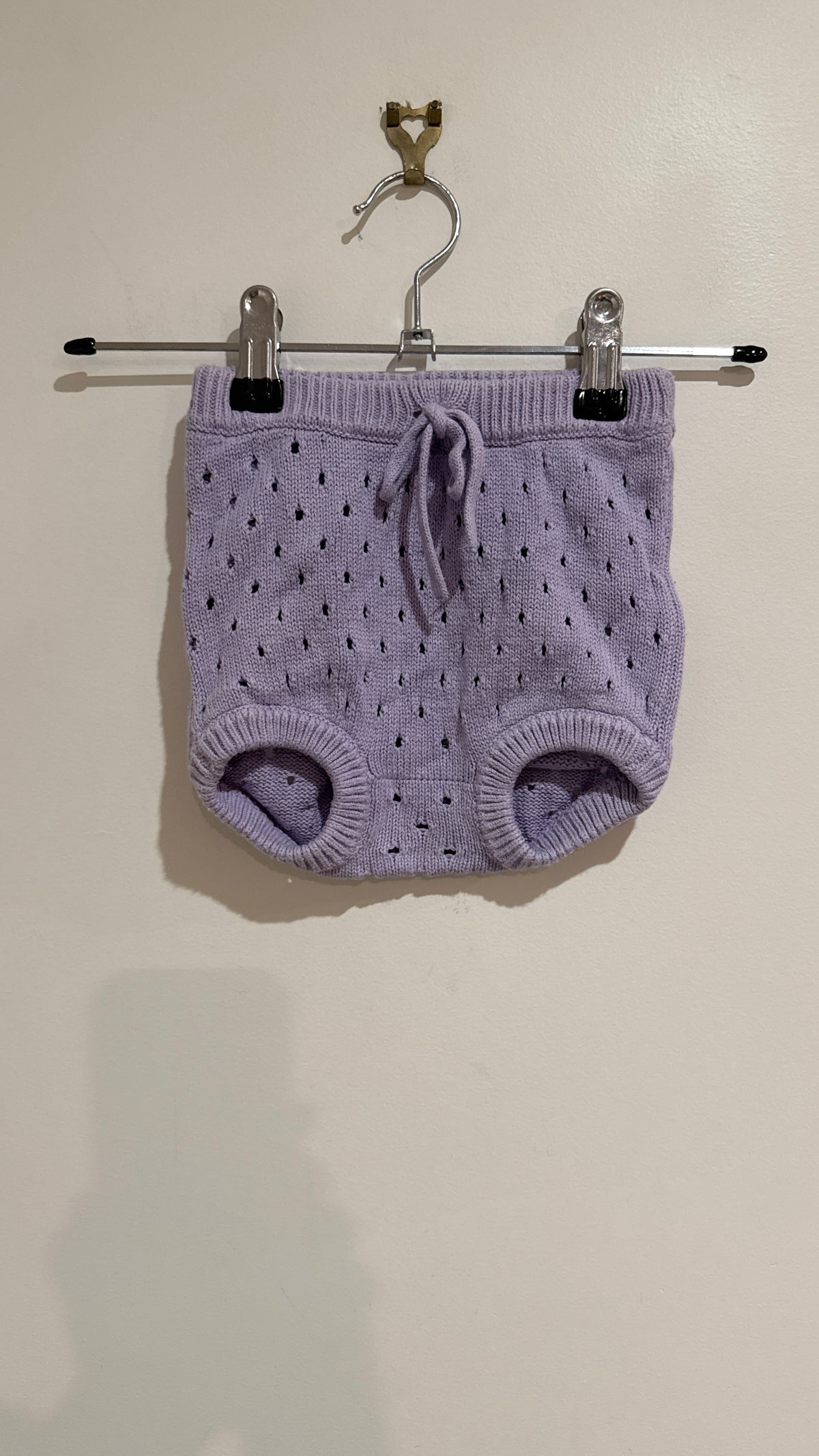 Little Bundle Lilac Pointelle Knit Bloomers - Size 0 (6-12 Months)