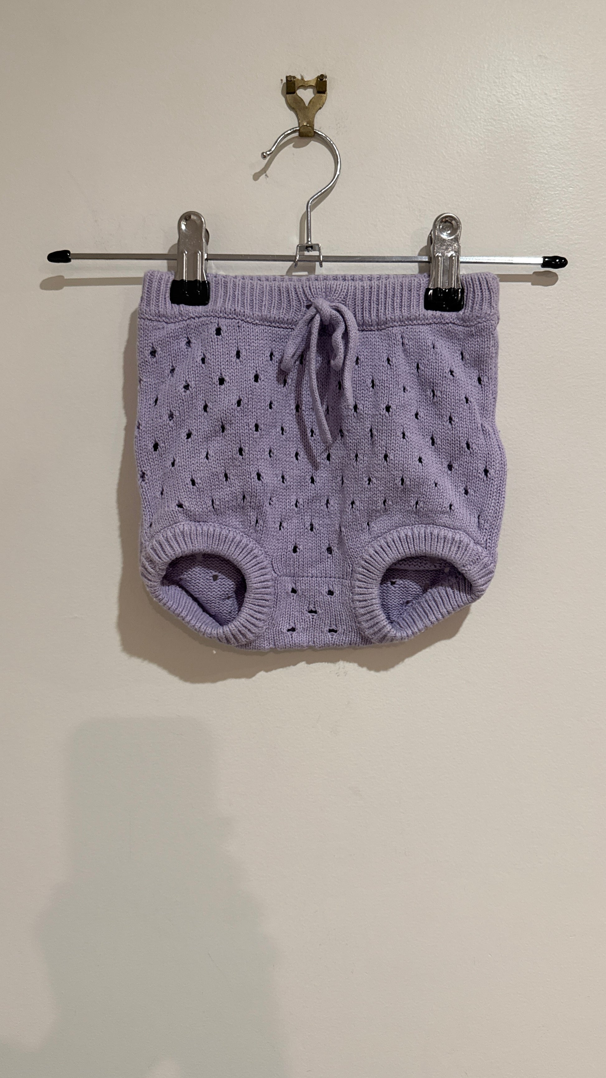 Little Bundle Lilac Pointelle Knit Bloomers - Size 0 (6-12 Months)