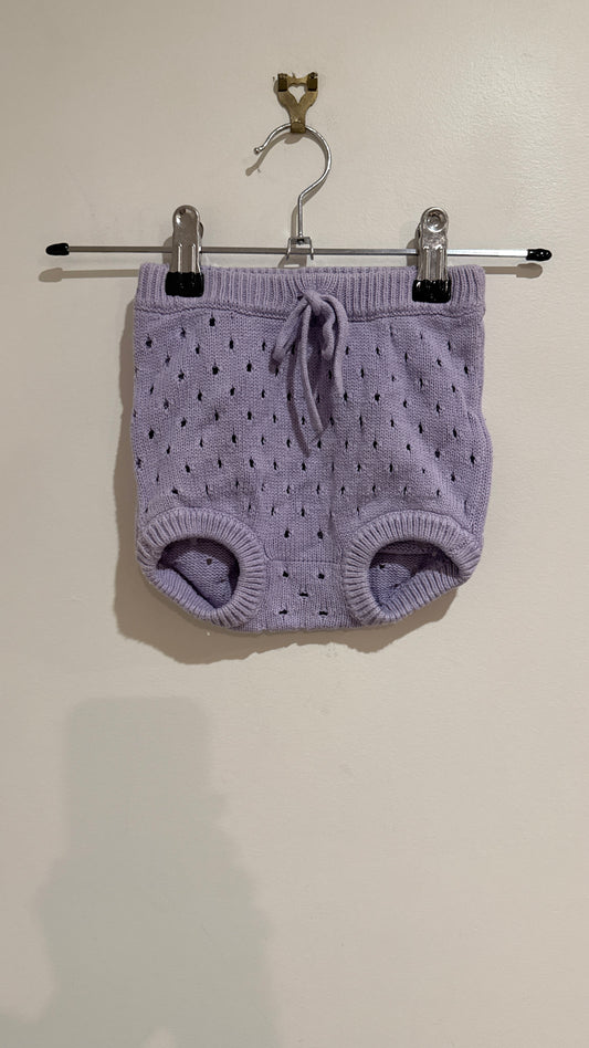Little Bundle Lilac Pointelle Knit Bloomers - Size 0 (6-12 Months)