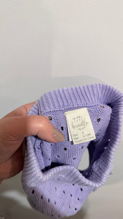 Little Bundle Lilac Pointelle Knit Bloomers - Size 0 (6-12 Months)