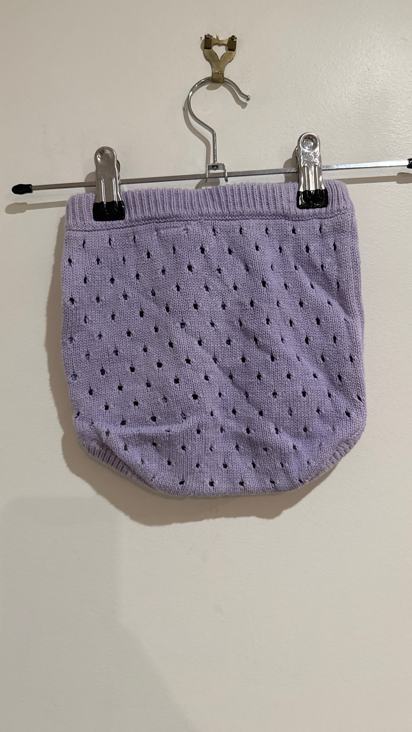 Little Bundle Lilac Pointelle Knit Bloomers - Size 0 (6-12 Months)