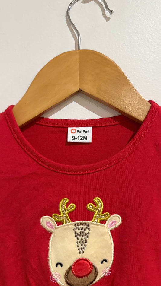 PatPat Red Reindeer Tulle Dress - Size 9-12 Months