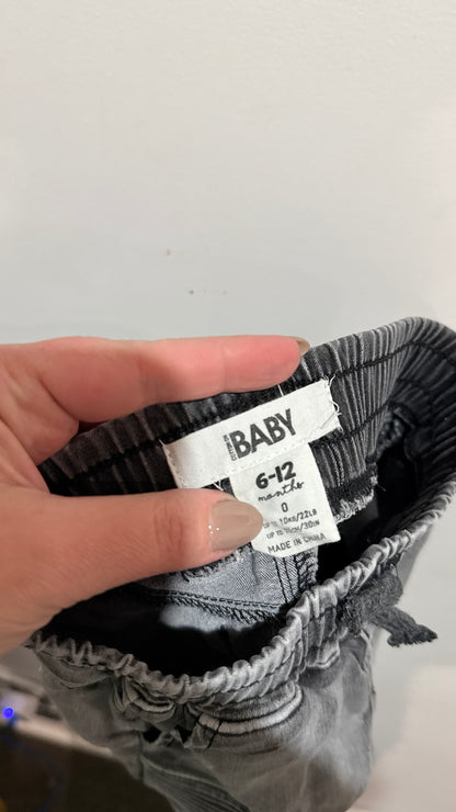 Cotton On Baby Grey Wash Denim Pants - Size 0 (6-12 Months)