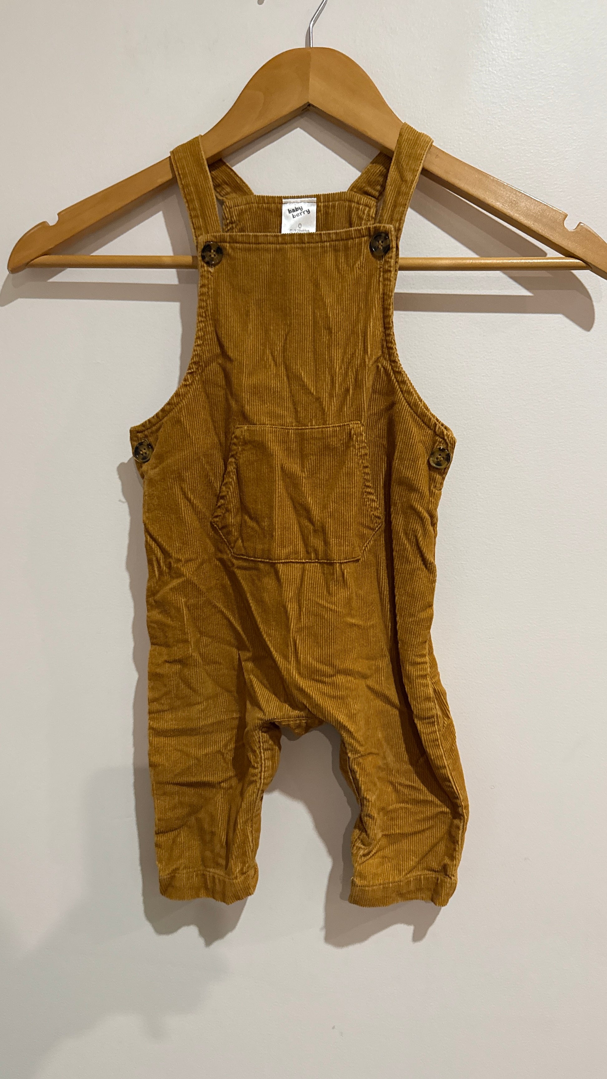Baby Berry Mustard Corduroy Overalls - Size 0 (6-12 Months)