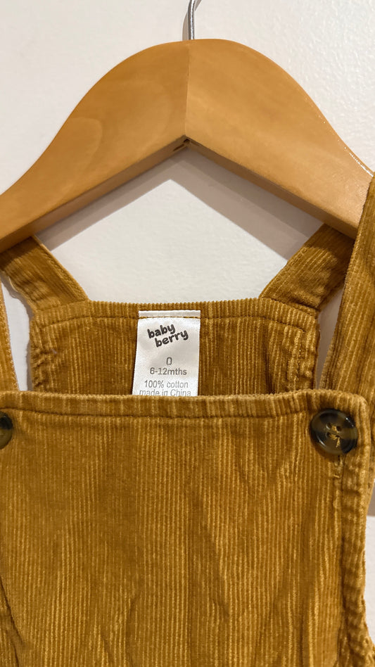 Baby Berry Mustard Corduroy Overalls - Size 0 (6-12 Months)
