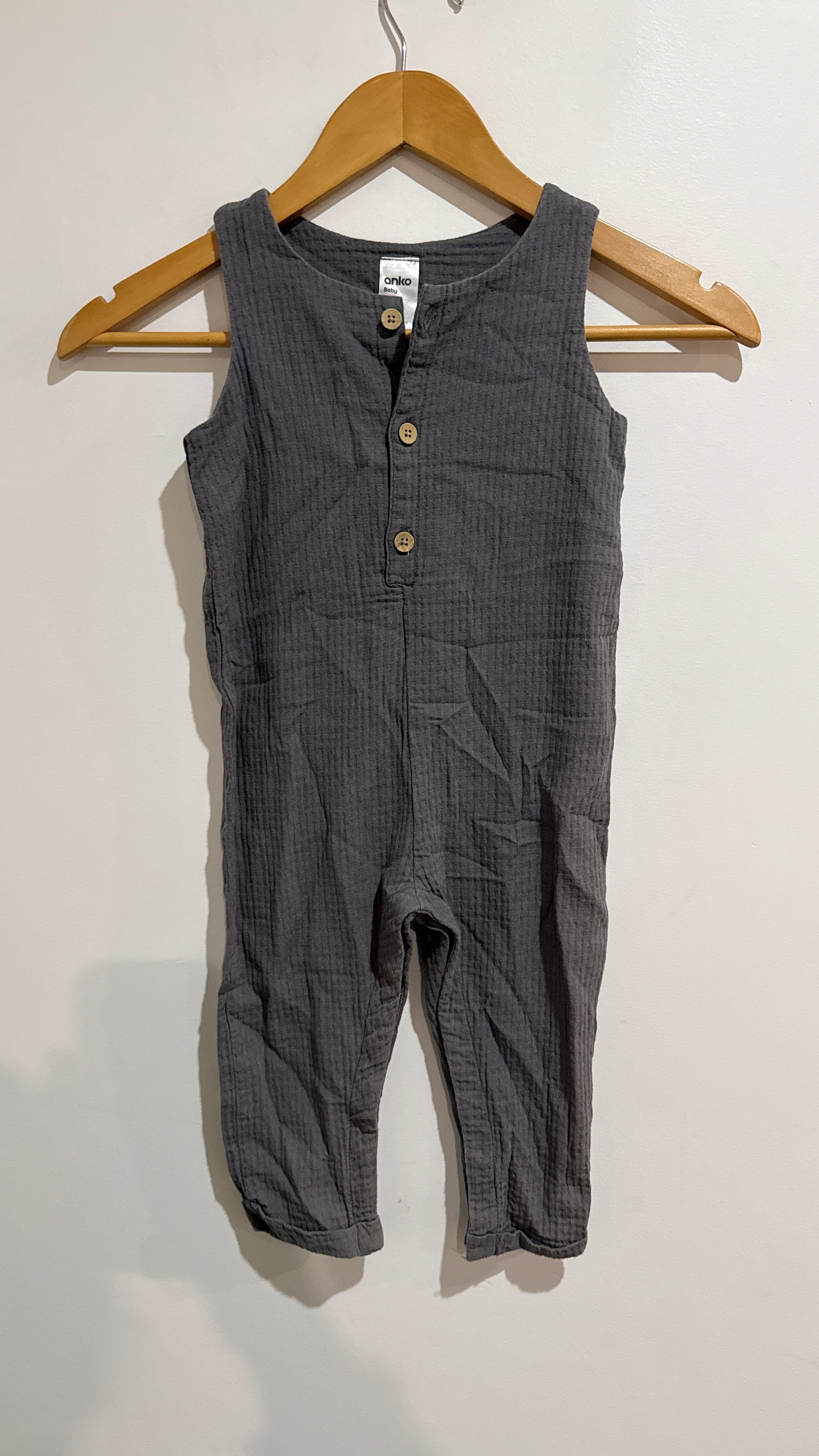 Anko Baby Charcoal Muslin Romper - Size 2