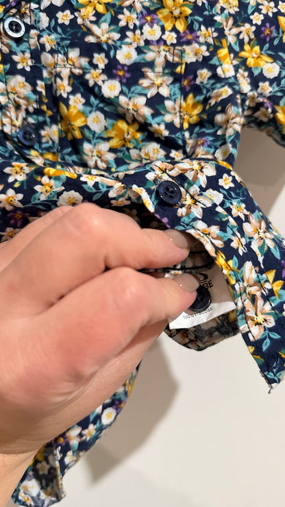 Firstribe Navy Floral Short Sleeve Shirt - Size 0