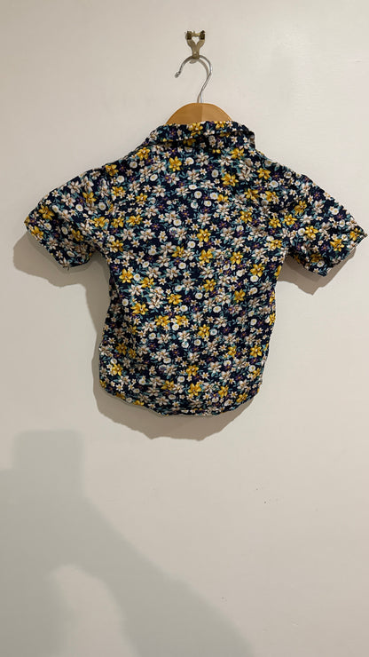 Firstribe Navy Floral Short Sleeve Shirt - Size 0