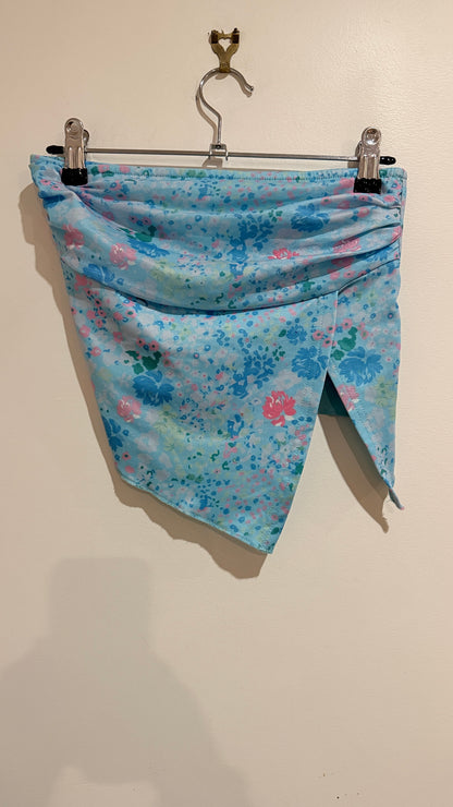 Shein Blue Floral Bandeau Top - Size XS