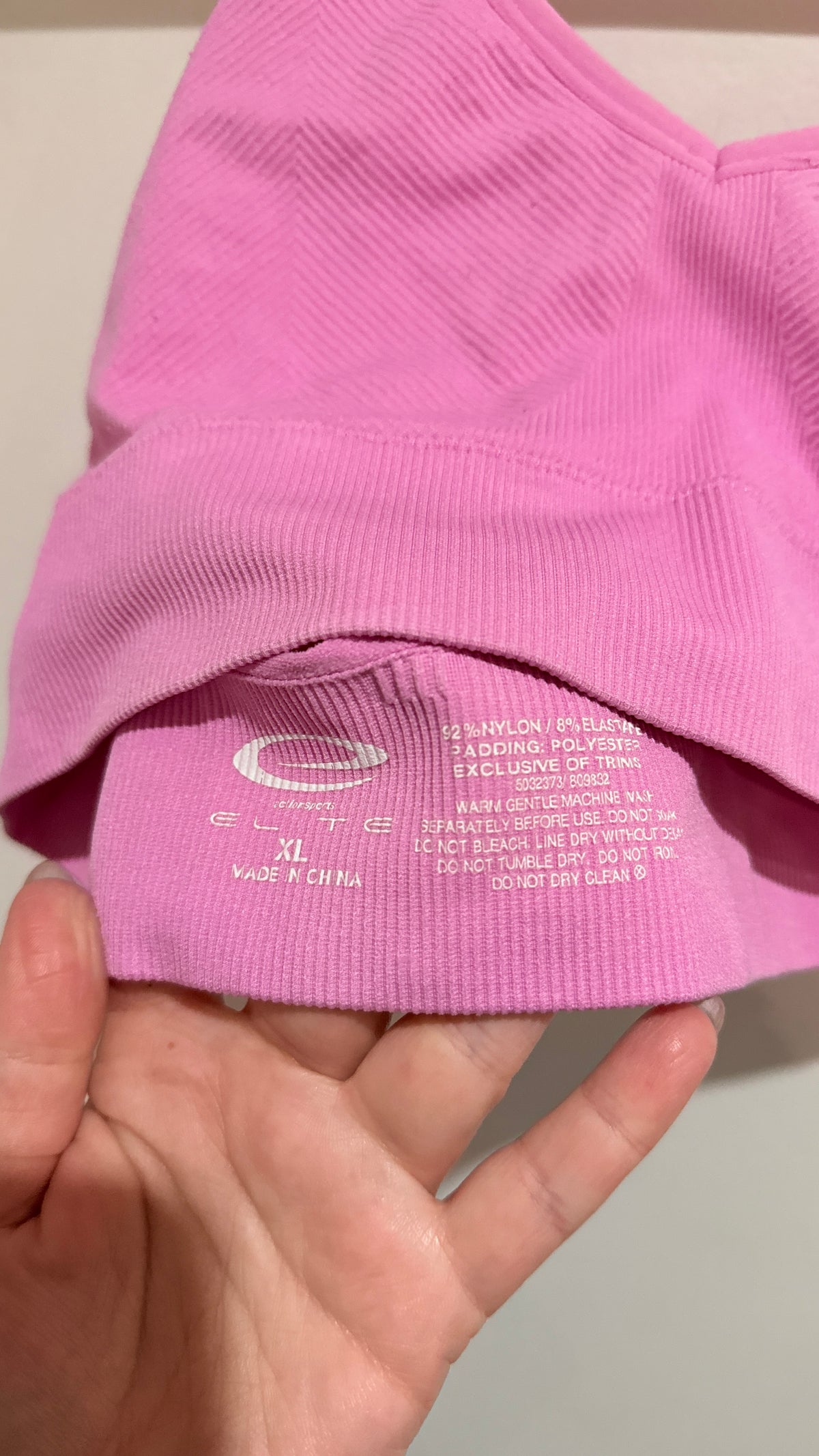 Elite Size XL Ribbed Sports Bra