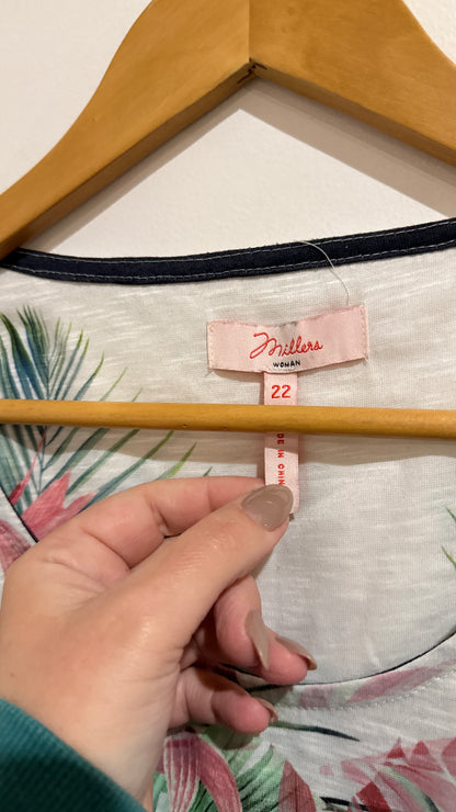Millers Size 22 Tropical Palm Print Top