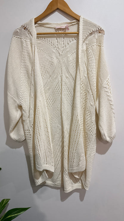 Millers Size L Cream Open Knit Long Cardigan