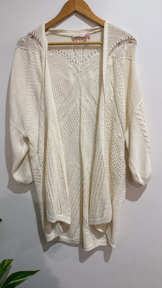 Millers Size L Cream Open Knit Long Cardigan