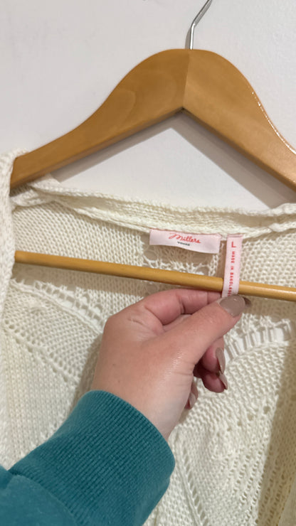 Millers Size L Cream Open Knit Long Cardigan