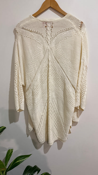Millers Size L Cream Open Knit Long Cardigan