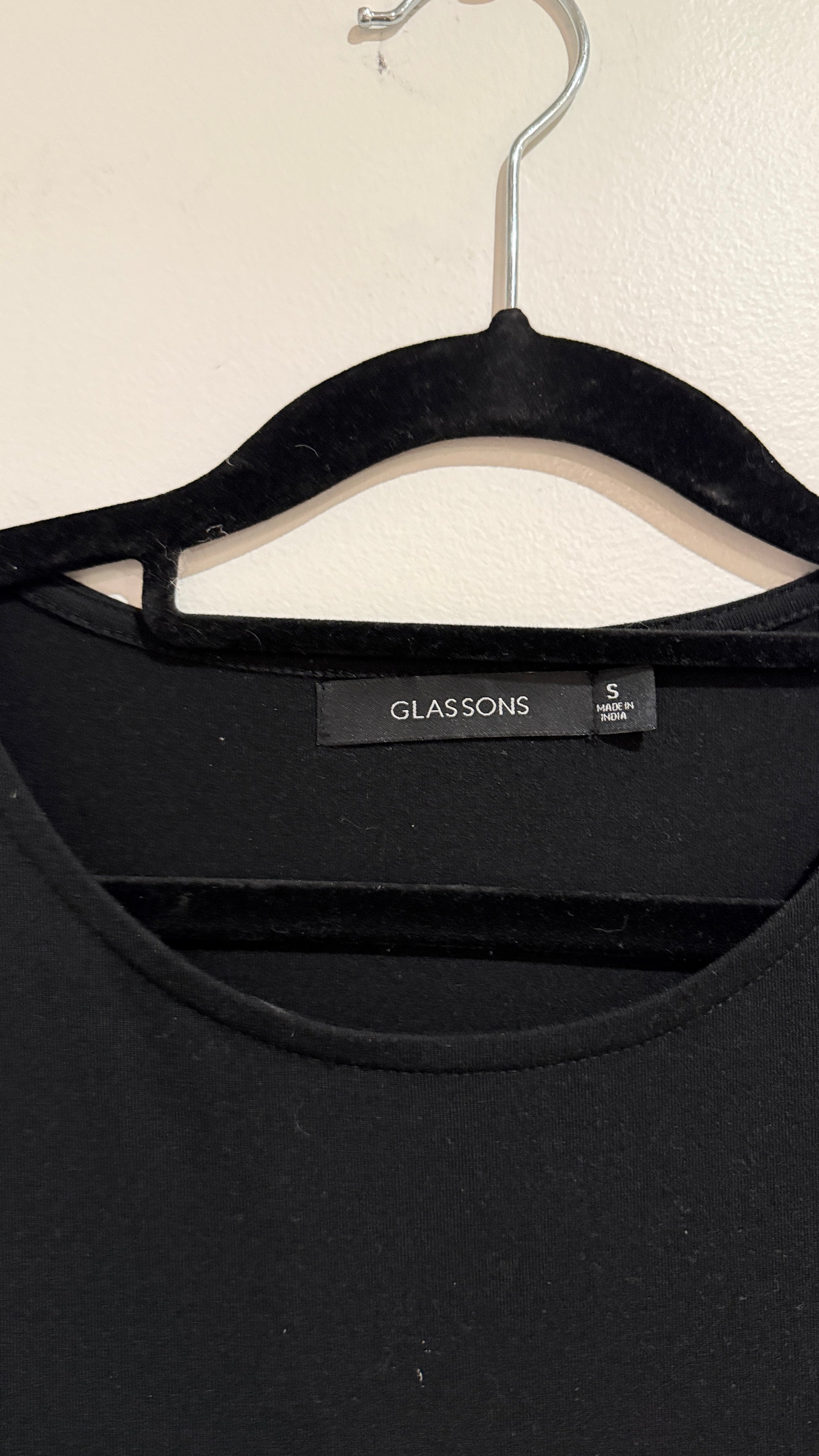 Glassons Size S Black Tiered Long Sleeve Dress