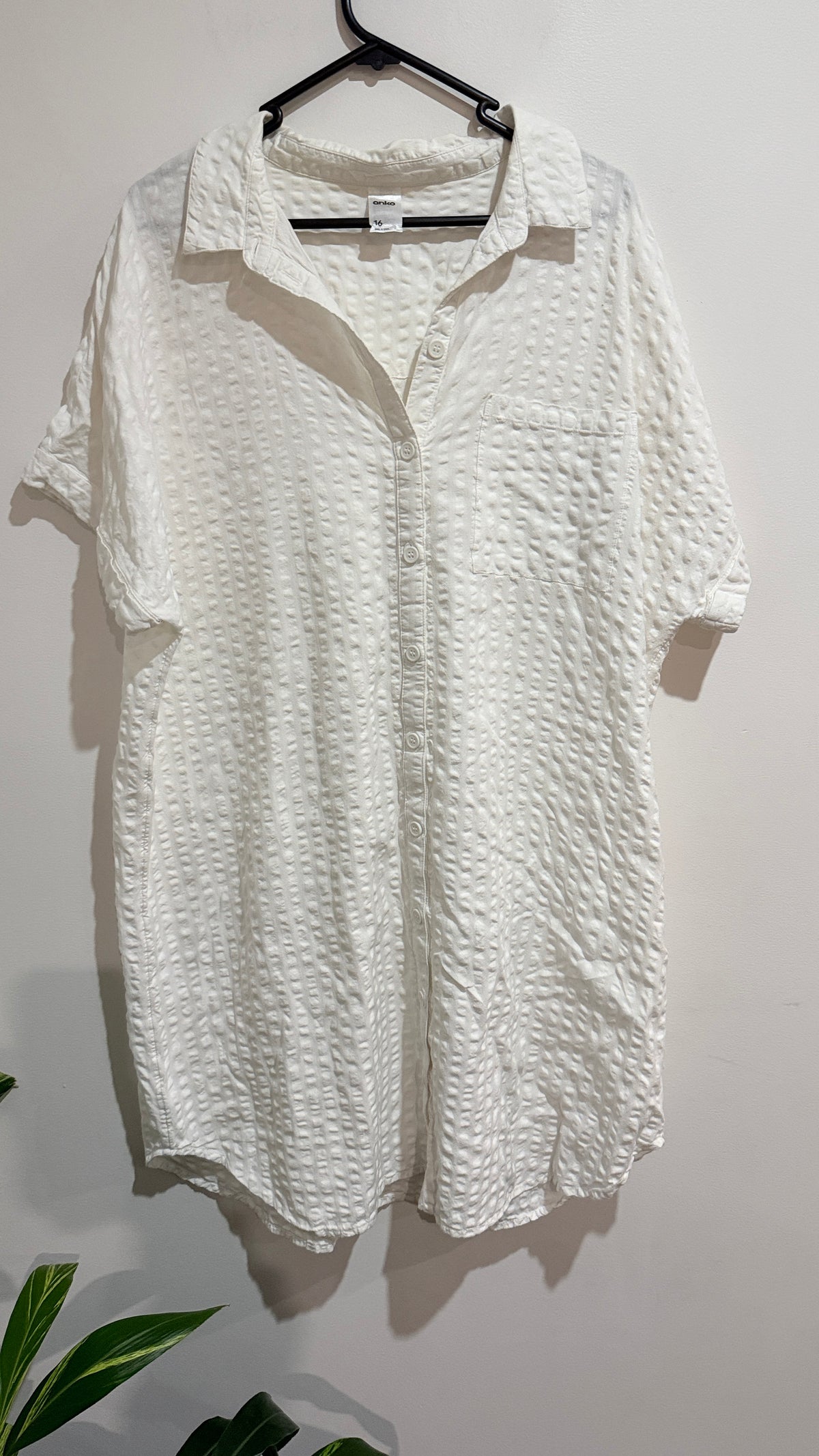 Anko Size 16 Textured Button Front Shirt Dress