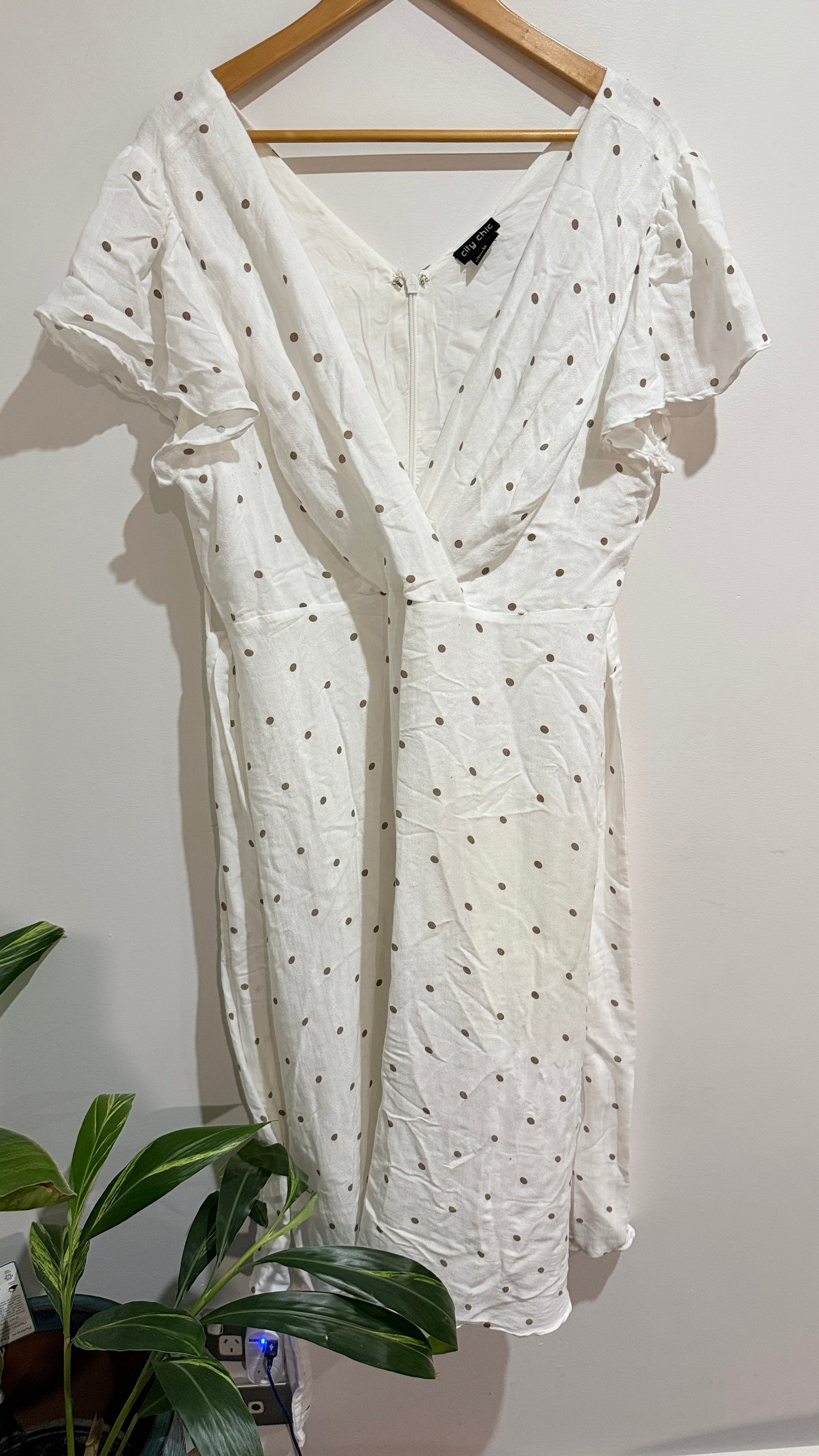 City Chic Size M (18) Polka Dot Wrap Front Dress