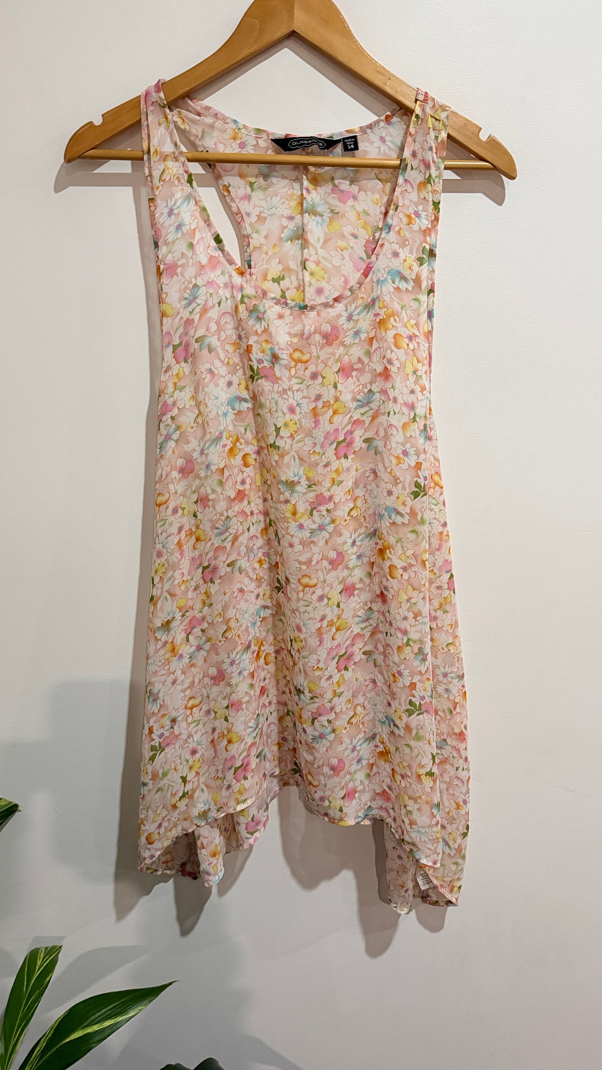 Glassons Size 14 Floral Print Sheer Tank Top