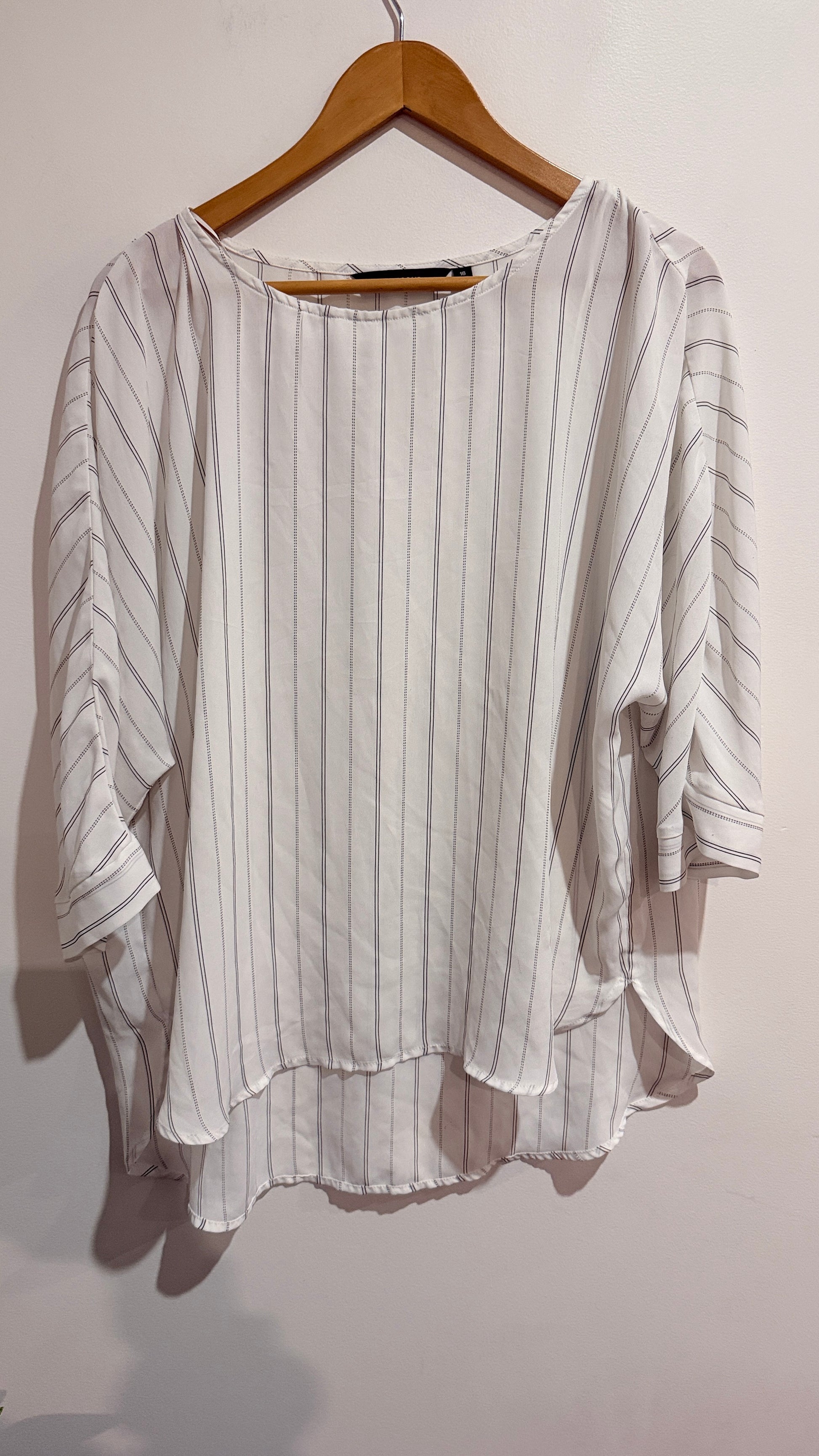 Glassons Size 16 Pinstripe Batwing Top