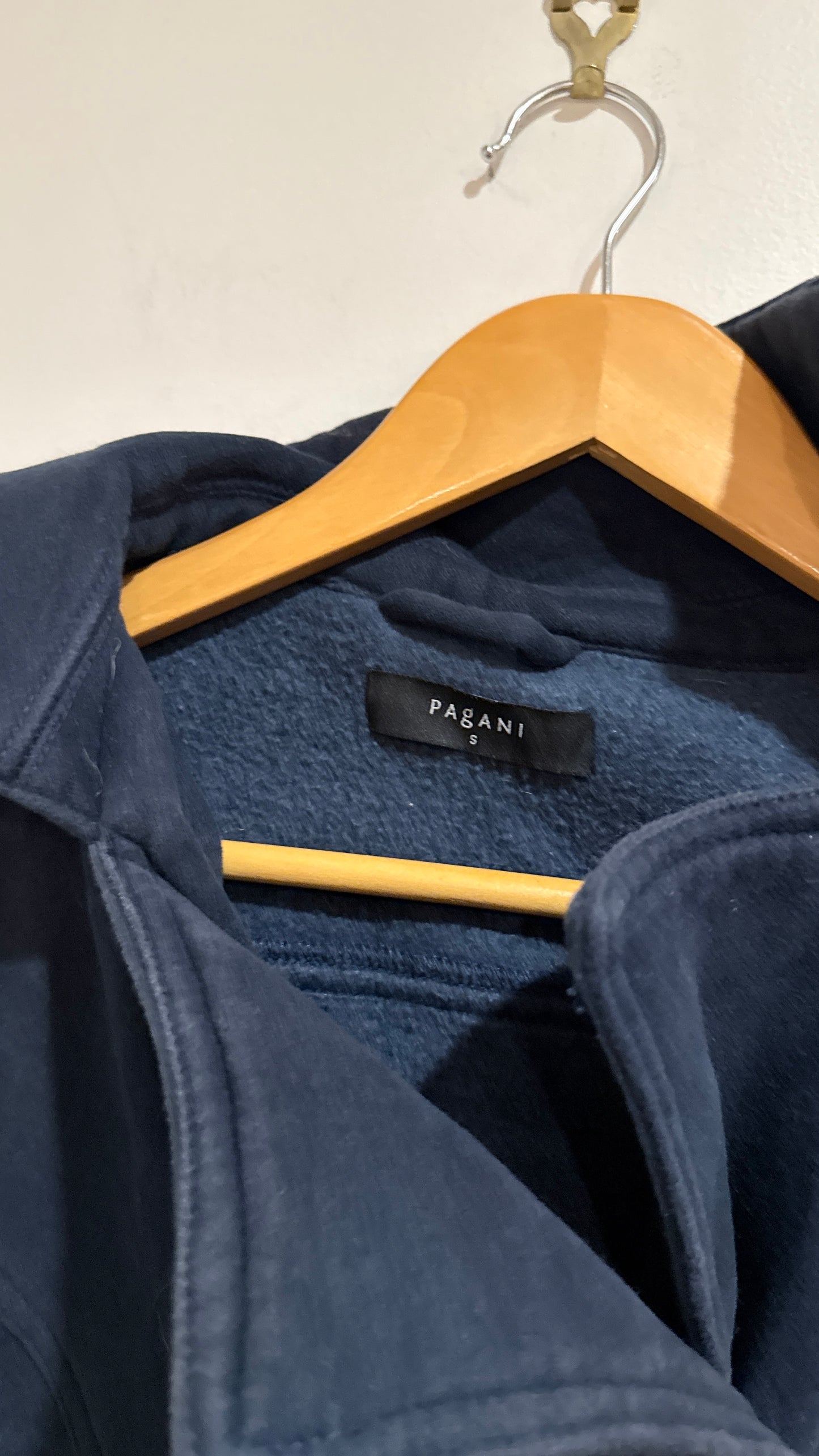 Pagani Size S Navy Fleece Hooded Pea Coat