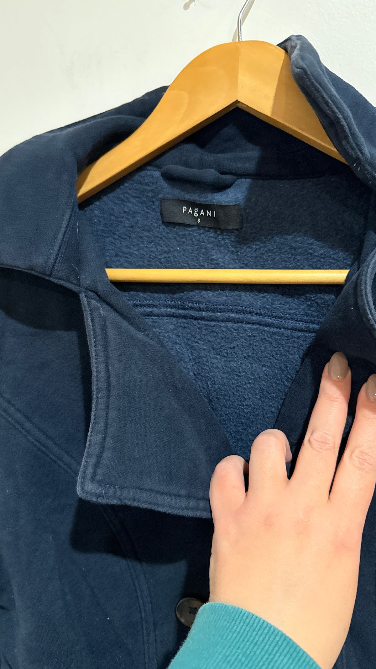 Pagani Size S Navy Fleece Hooded Pea Coat