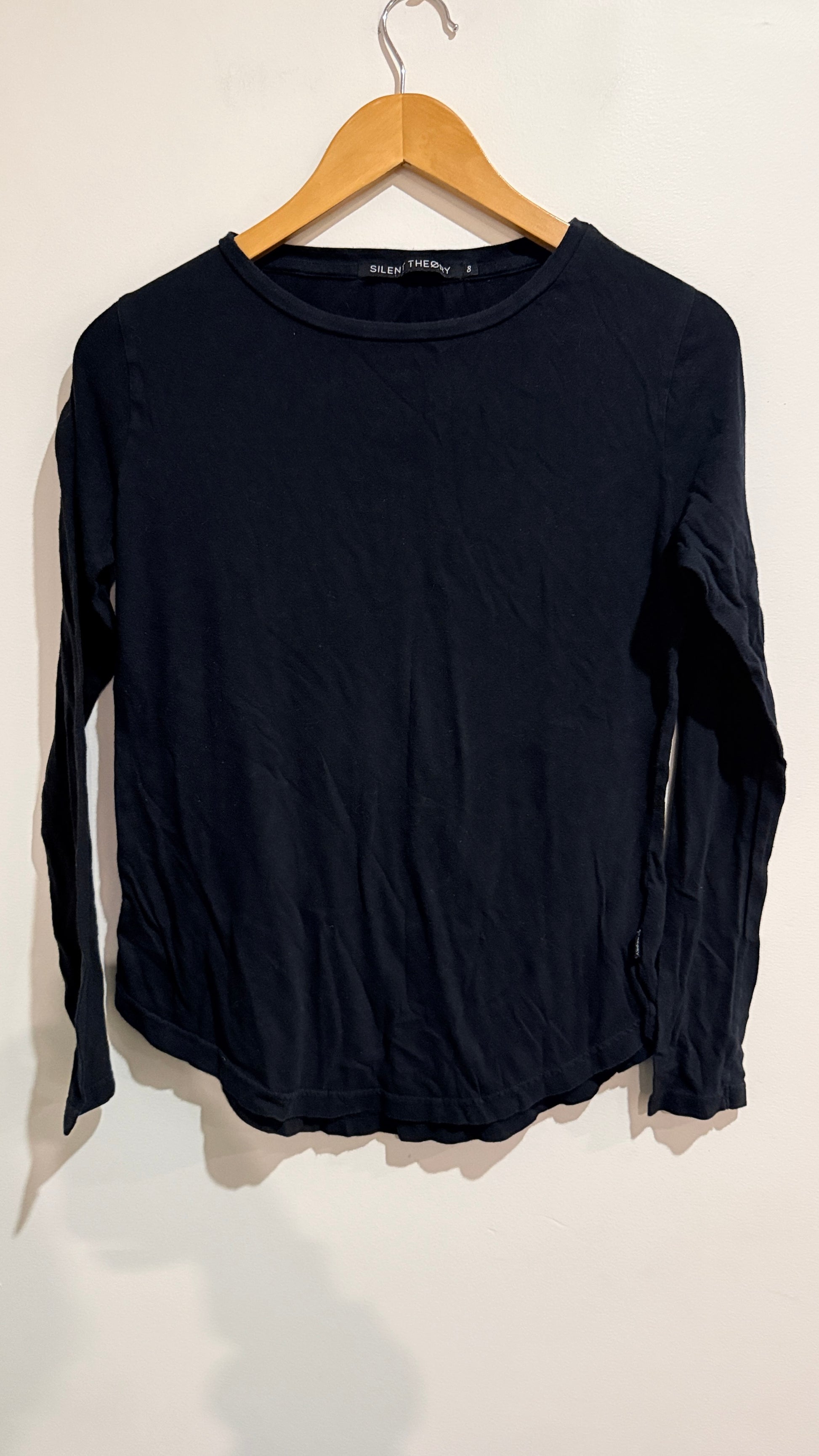 Silent Theory Size 8 Black Long Sleeve Top