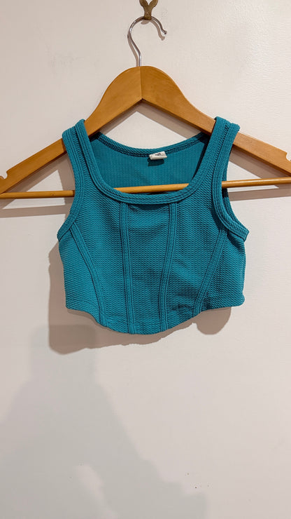SHEIN Teal Textured Corset Crop Top