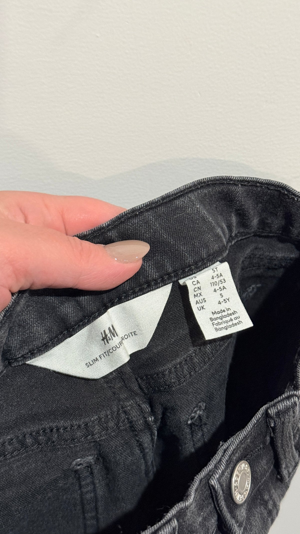 H&M Kids Size 5T Faded Black Skinny Jeans