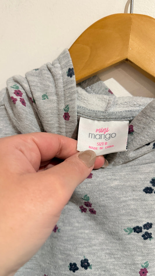 Mini Mango Kids Size 8 Floral Print Cropped Hoodie