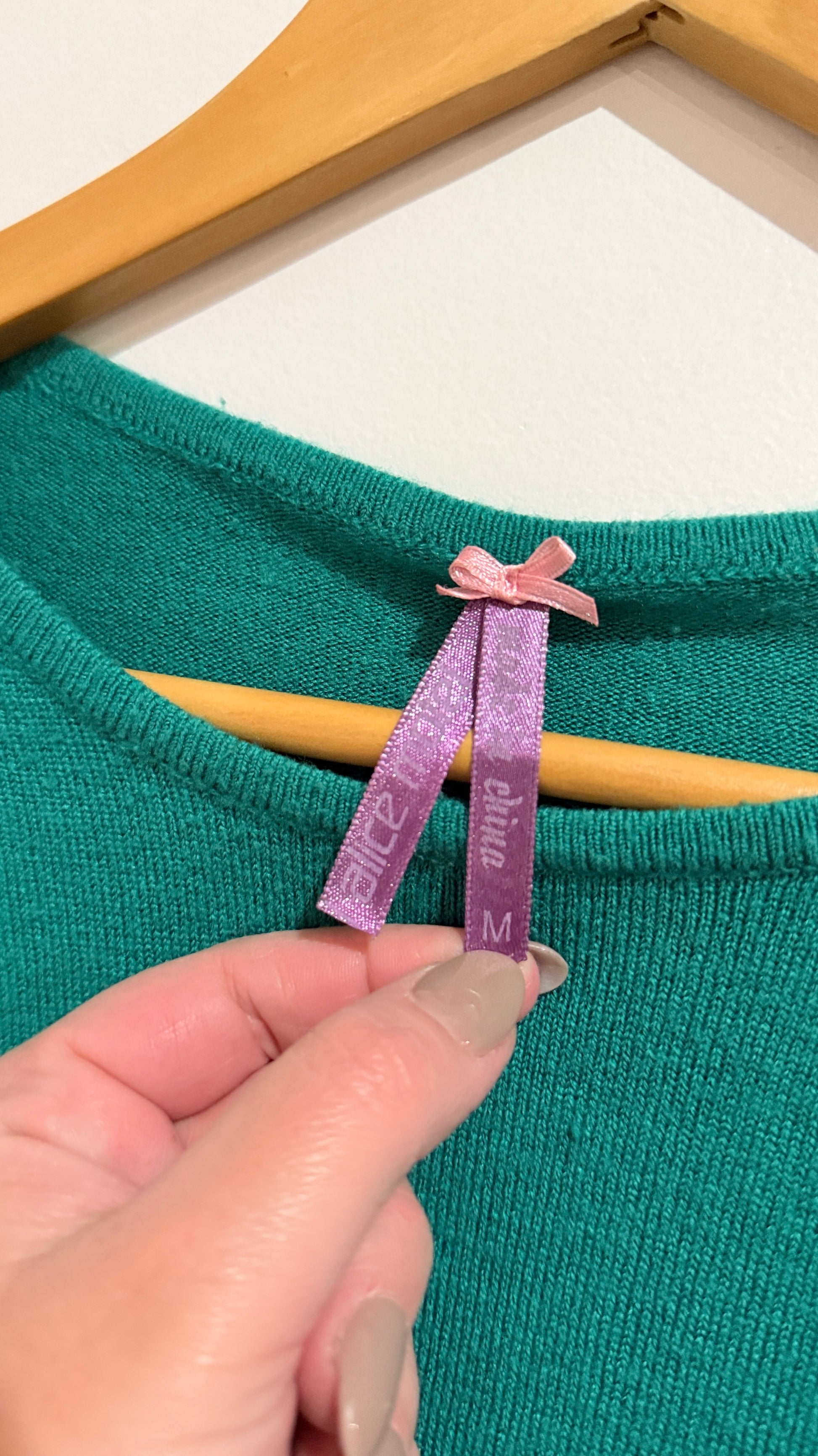 Teal Knit Sweater with Button Shoulder Detail Size M