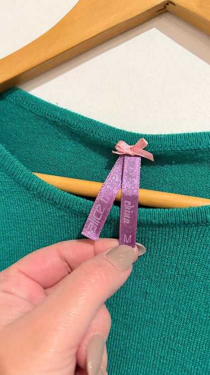 Teal Knit Sweater with Button Shoulder Detail Size M
