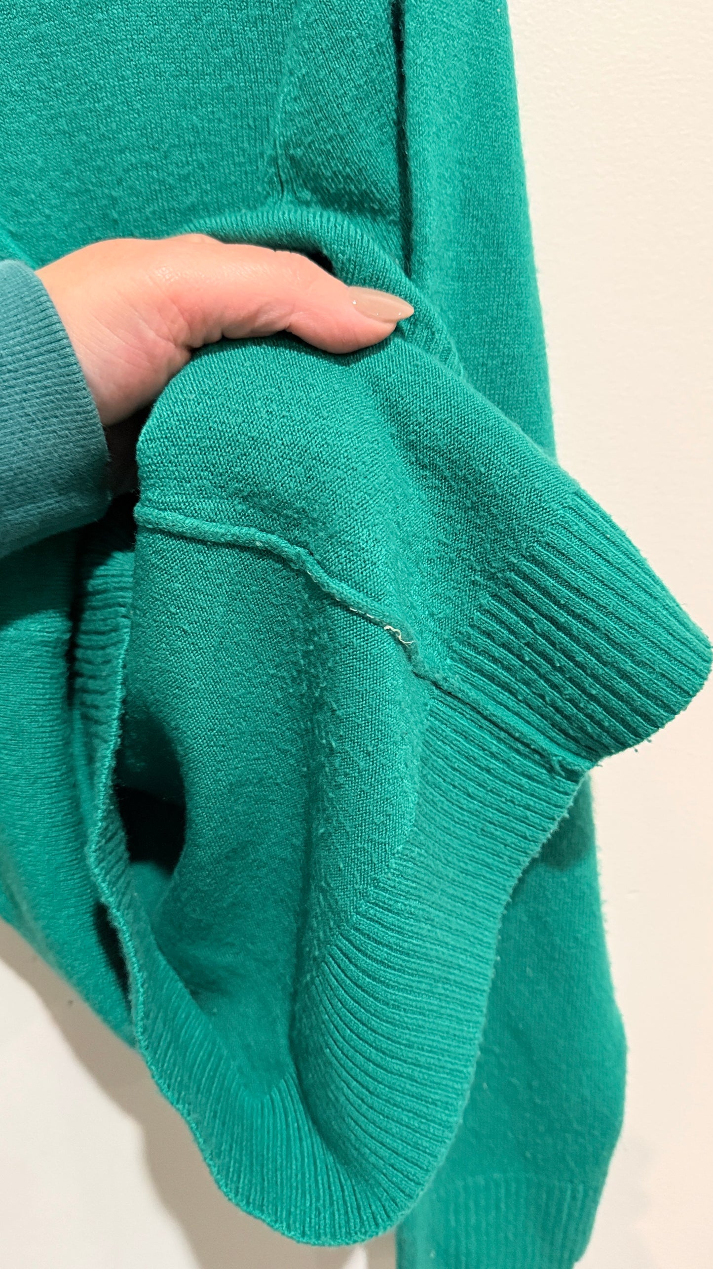 Teal Knit Sweater with Button Shoulder Detail Size M
