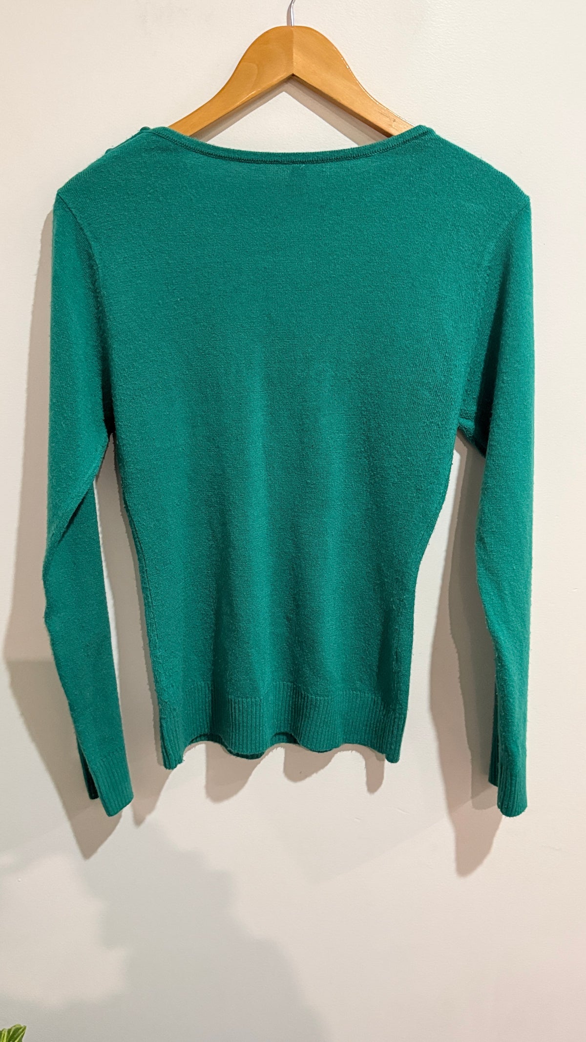 Teal Knit Sweater with Button Shoulder Detail Size M
