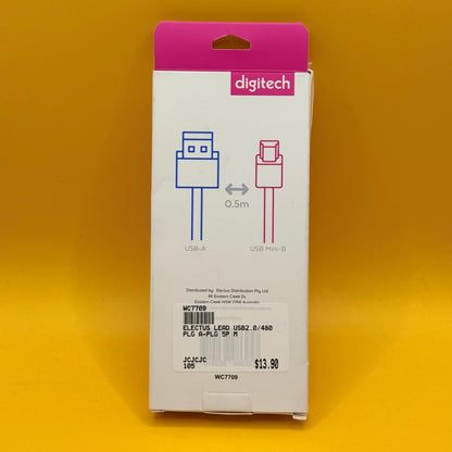 Digitech USB-A to Mini-B USB 2.0 Cable 0.5m