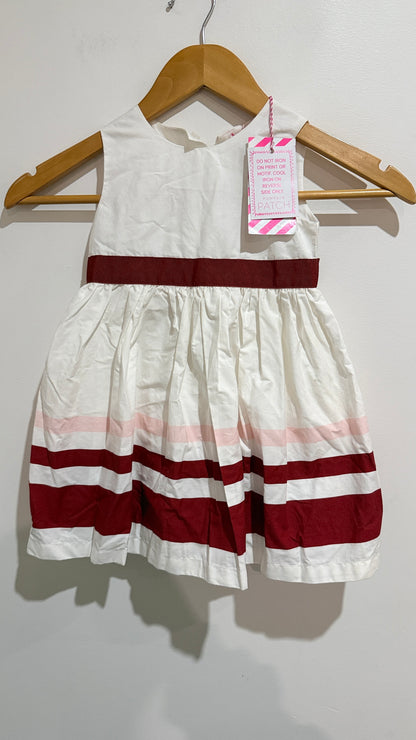 Pumpkin Patch Deep Claret Hem Stripe Dress 12–18 Months
