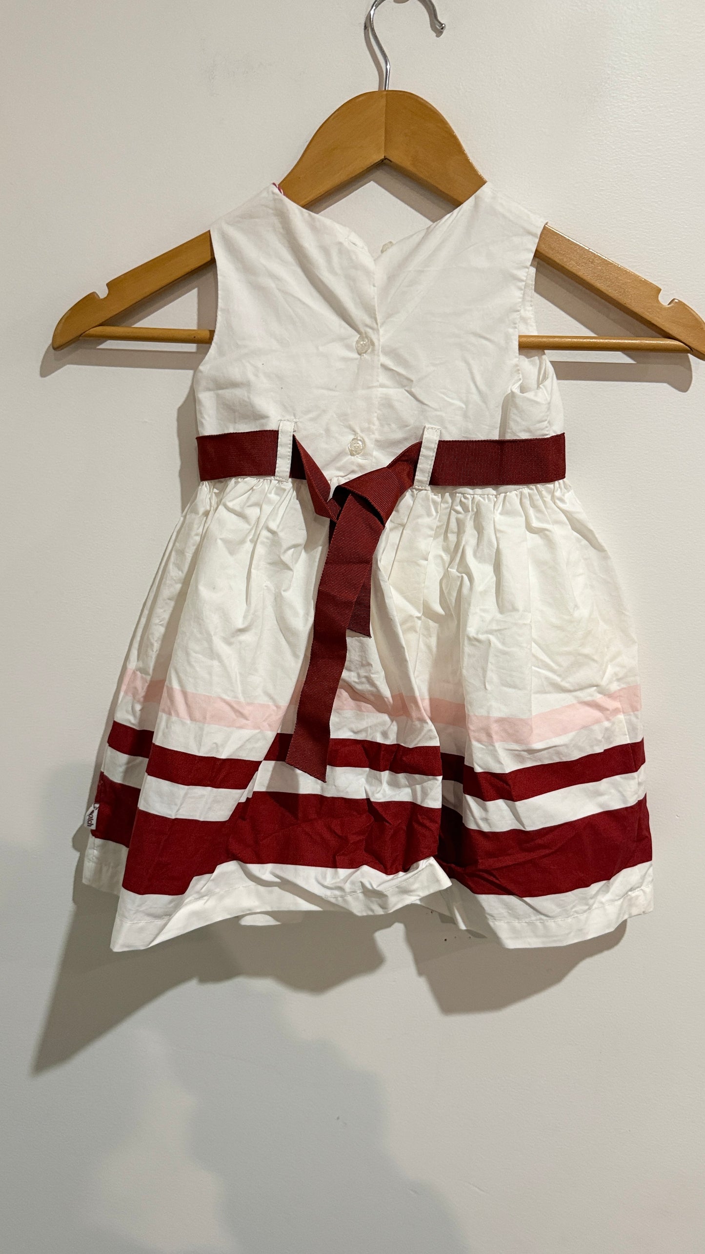 Pumpkin Patch Deep Claret Hem Stripe Dress 12–18 Months