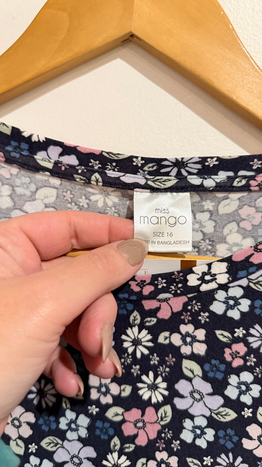 Miss Mango Navy Floral Tiered Dress Size 16