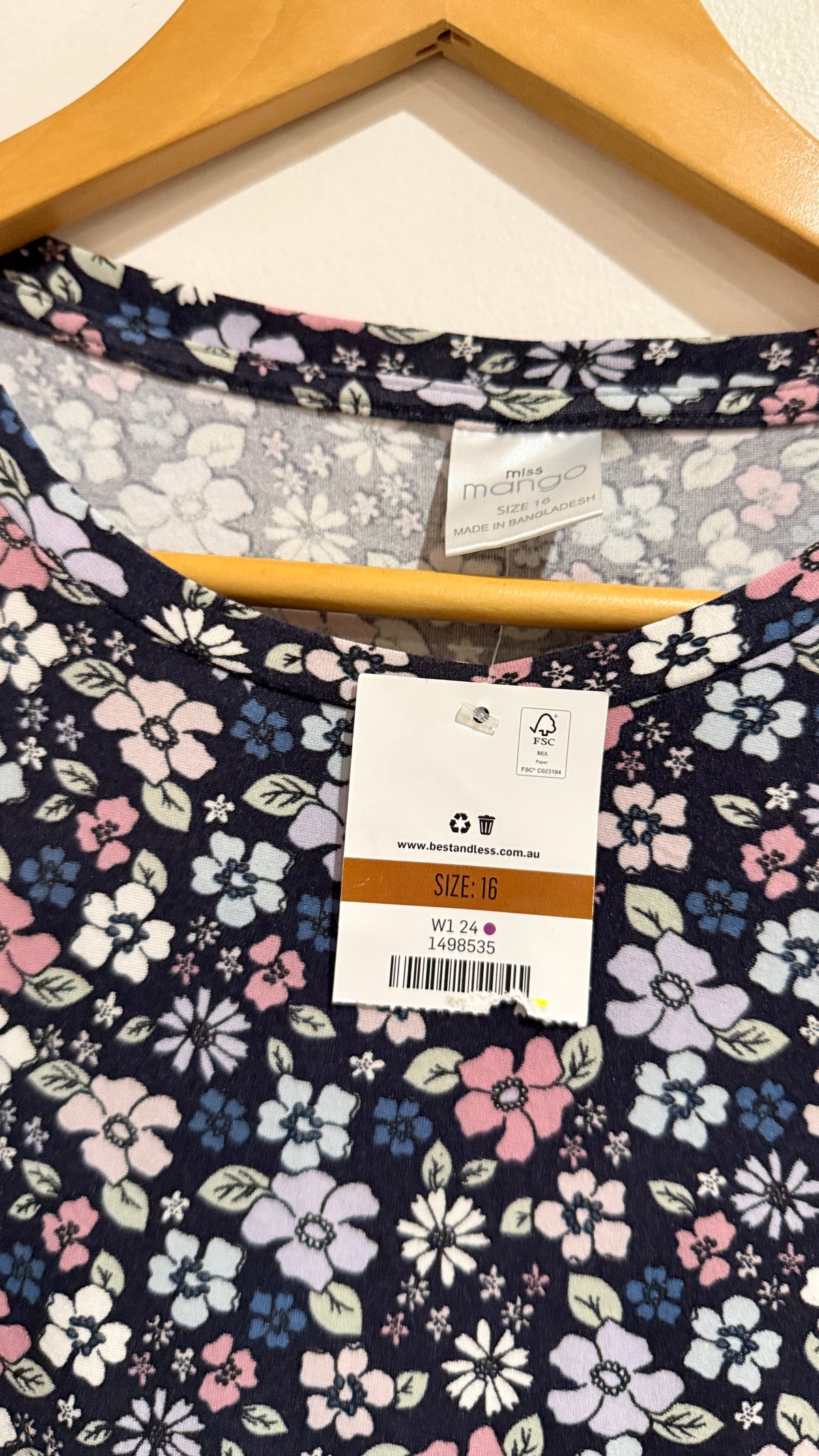 Miss Mango Navy Floral Tiered Dress Size 16