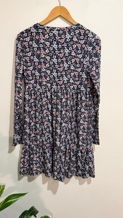 Miss Mango Navy Floral Tiered Dress Size 16