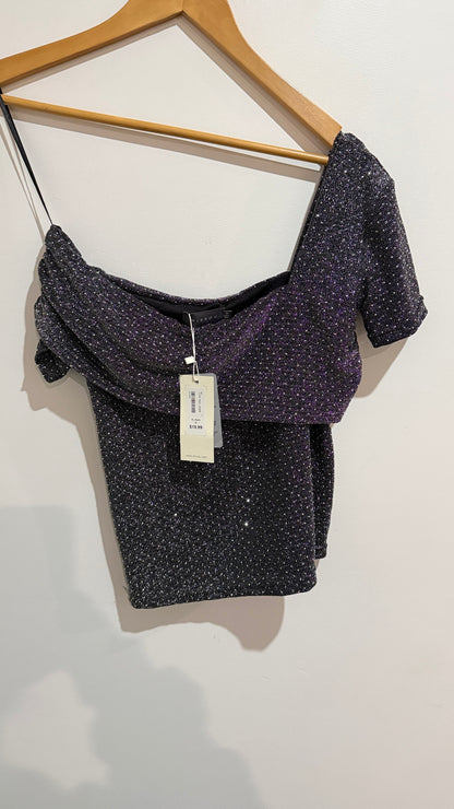 Mirrou Black Sparkle Asymmetric Top Size M