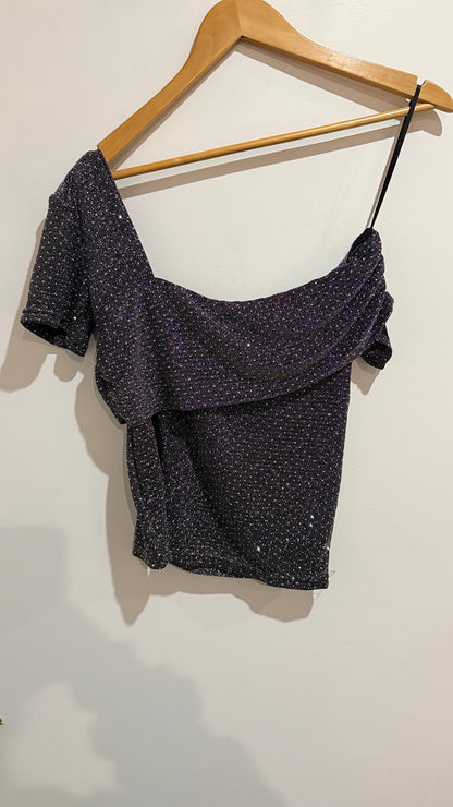 Mirrou Black Sparkle Asymmetric Top Size M