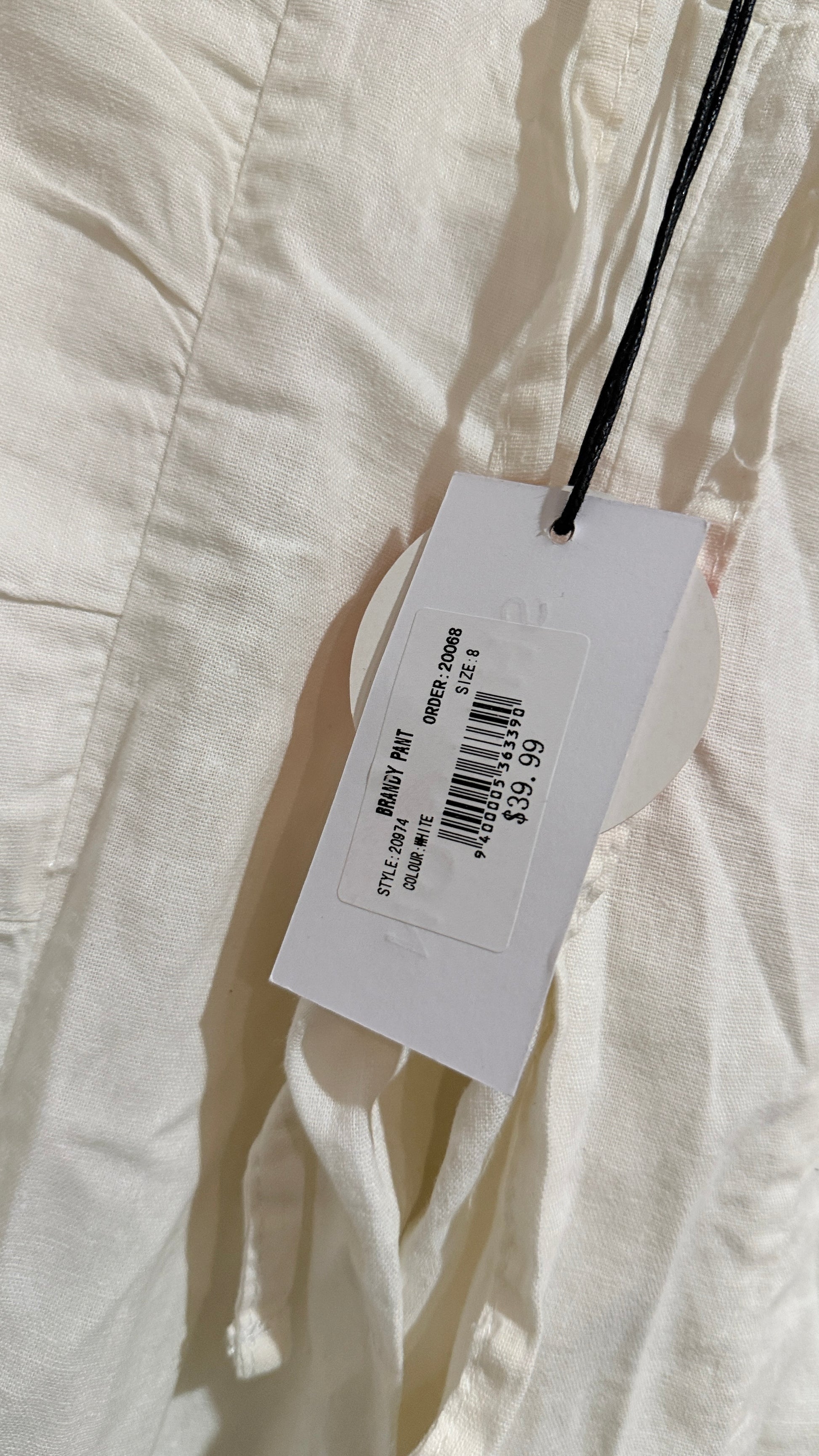 Shanton White Linen Blend Ranger Pants Size 8