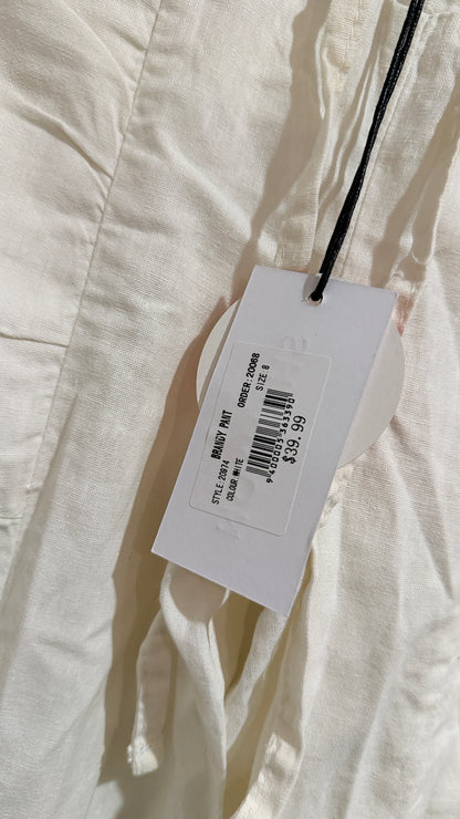 Shanton White Linen Blend Ranger Pants Size 8
